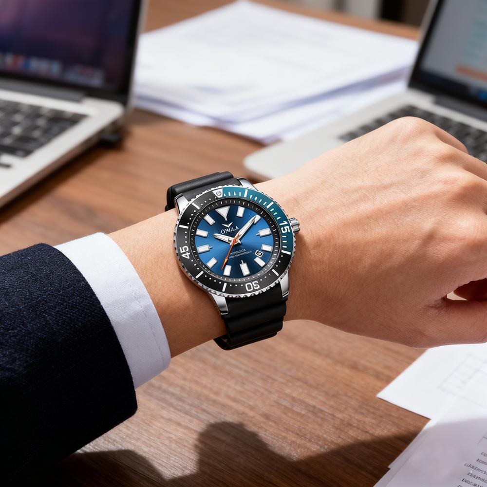 Mechanische Herrenuhr Lässig Sport Wasserdicht Armbanduhren Leuchtzifferblatt Silikonarmband Automatikuhr für Herren Datumsanzeige