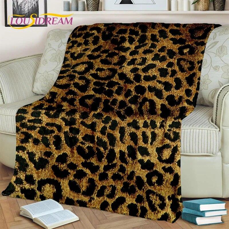 3D Wild Sexy Leopard Stripe Print Blanket,Soft Throw Blanket for Home Bedroom Bed Sofa Picnic Travel Office Cover Blanket Kids