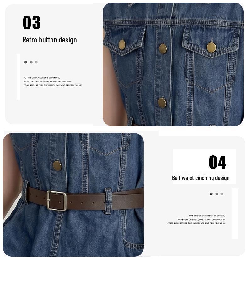 Summer 2026 Girls' Denim Tencel Dress: Lightweight, Sleeveless, Long Shirt Dress for School-Style Wear for Older Kids.