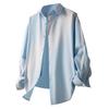Men's Casual Shirt Solid Color Summer Silky Cool Feeling, No Ironing Shirt, Loose Long Sleeved Top