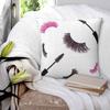 Lashes And Mascara With Pink Glitter Pattern Square Pillowcase Pillow Cover Cushion Zip Decorative Throw Pillow for Home Bedroom