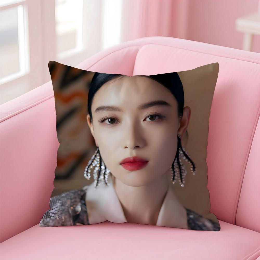 Fashion and Elegant  Chinese Actress NNi Ni Cushion Cover Pillow Case Soft Friendly Fabric  Concealed Zipper