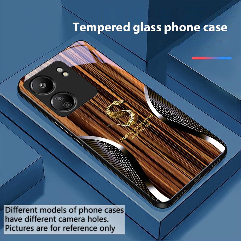 

Змея под дерево для Xiaomi Redmi 13C Note13 12 Pro Plus 5G Note 9 13T Pro POCO X6 F5 F6 Черный чехол для телефона из закаленного стекла For Redmi 9A