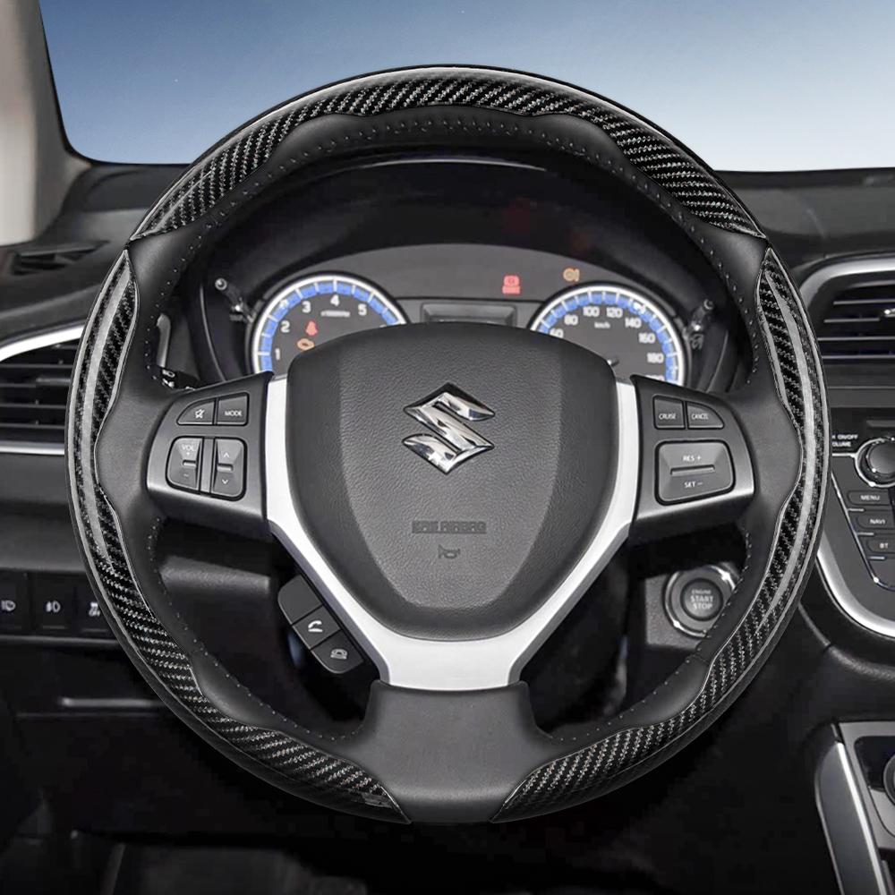 Zkfan8 Geeignet für Suzuki Lenkradabdeckung mit Karbonfaser-Textur und segmentiertem Schnellverschluss-Design für Wagon R Swift Ertiga Brezza Baleno Fronx