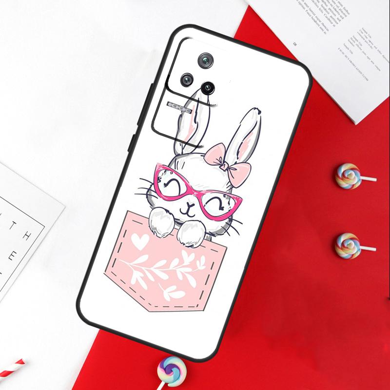 Cute Bunny Rabbit Cover For Xiaomi 13T 11T 12T 14T Pro 13 14 15 Ultra POCO X7 Pro X3 X5 X6 F5 F6 M6 Pro Case