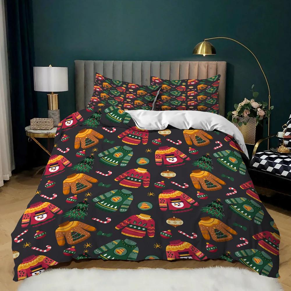 Christmas Duvet Cover Sock on The Palm Tree on Tropical Sandy Beach Island Maldives Design Decorative Blue Red Holidays Gifts