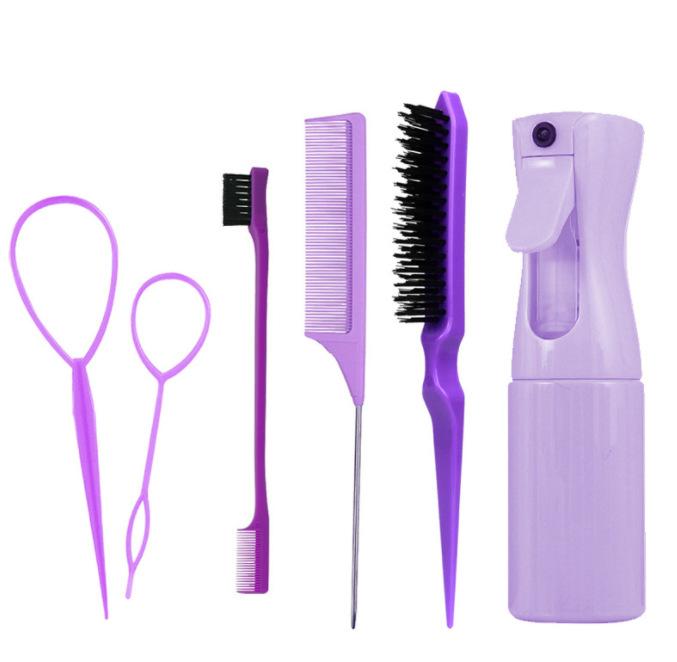 Black Hairdressing Set, Spray Bottle, Hair Comb, Eyebrow Brush, Hair Styling Set, Home Use