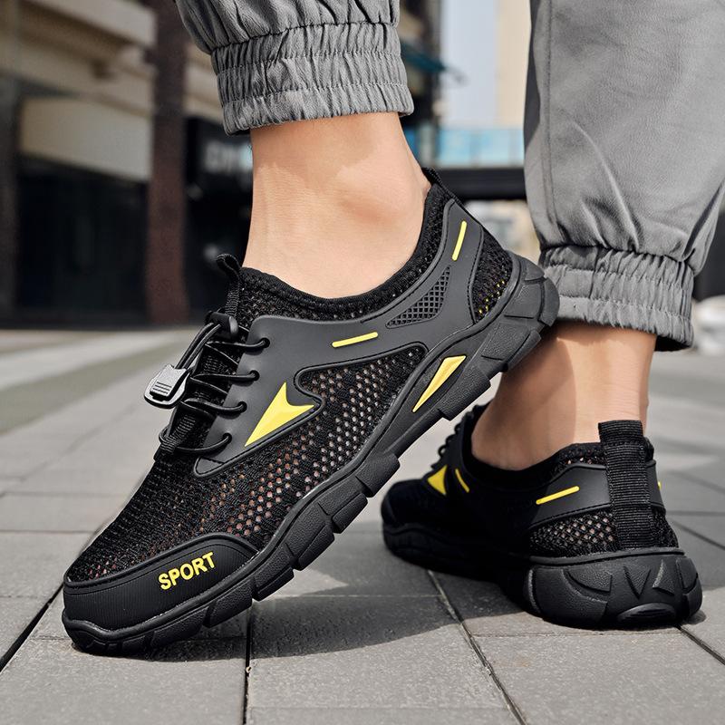 New Mesh Shoes Men's Summer Breathable Men's Shoes Hollow Mesh Wading Quick-Drying Lightweight Sports Leisure Mesh Shoes