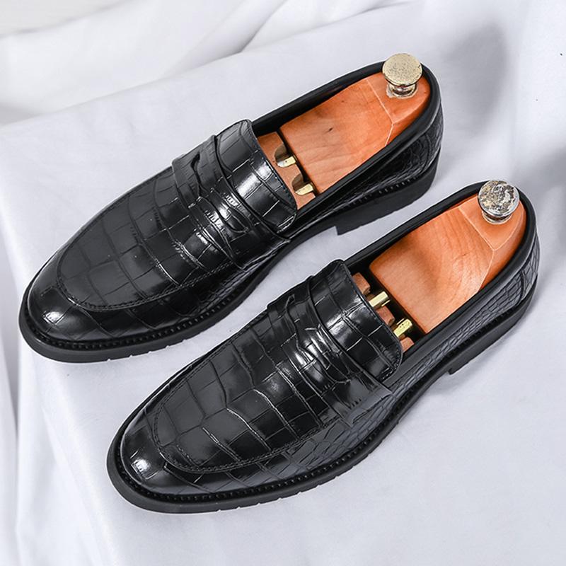 

Мужские пенни-лоферы Черный Коричневый Узор аллигатора Патентная кожа Повседневная обувь Мокасины Свадьба Выпускной Вечер Балетки Zapatillas Hombre 38