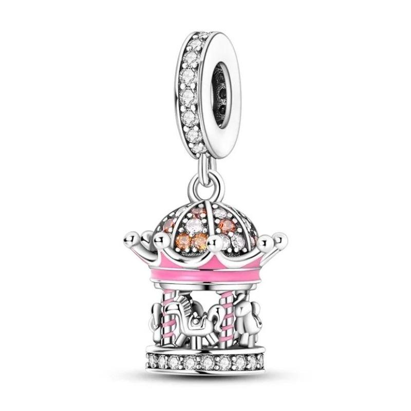 Kupfer Prinzessinnenkrone Anhänger Kuchen Trojanisches Pferd Perle Anhänger Passend für Original Halskette Armband Damen Schmuck Geburtstag DIY Geschenk