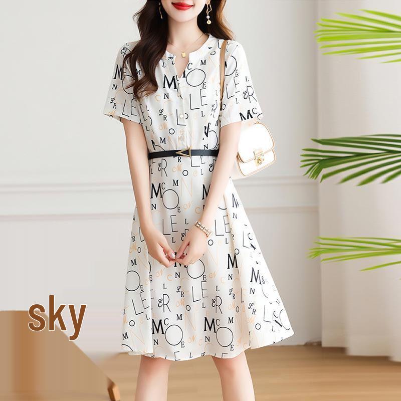 

2026 New Summer Floral Waist-Cinched Slimming Dress Skirt Shirt XL for 113-125 lbs