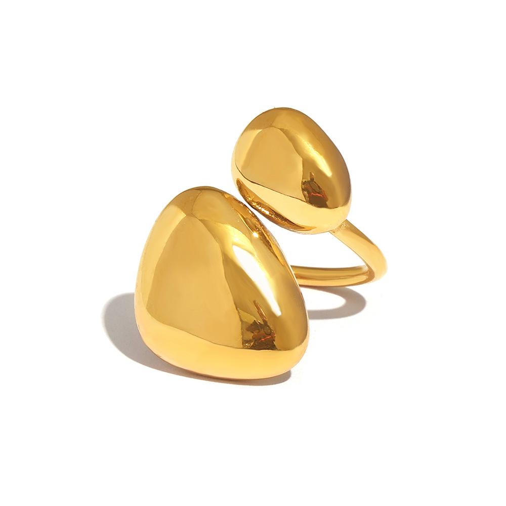 18K Gold Plated Geometric Irregular Glossy Stainless Steel Open Ring
