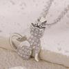 Cat Pendant Necklace Cubic Zirconia Cute Kitty Butterfly Necklace Animal Charm Jewelry Gift for Cat Lovers Women