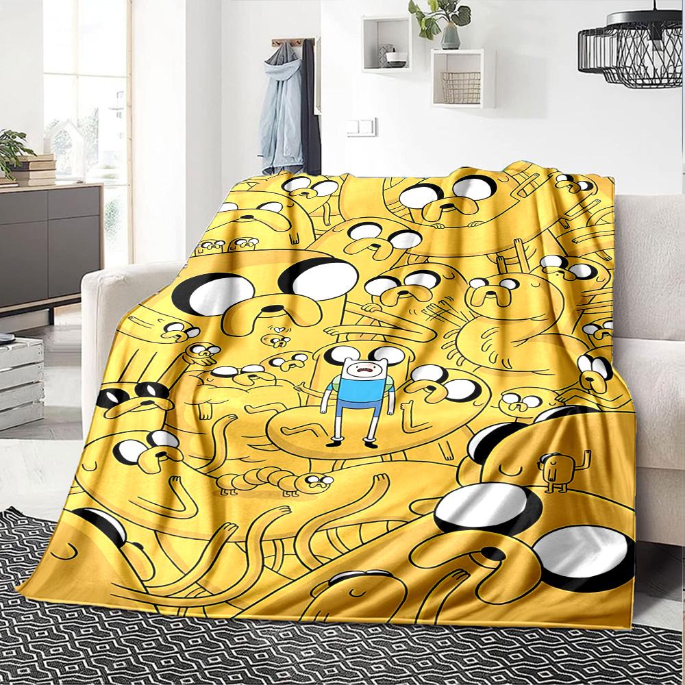 Adventure Time Jake'S World Flannel Blanket Super Soft Warm Cozy Blanket For Sofa Bed Office Travel Allseason Home Decor Gift