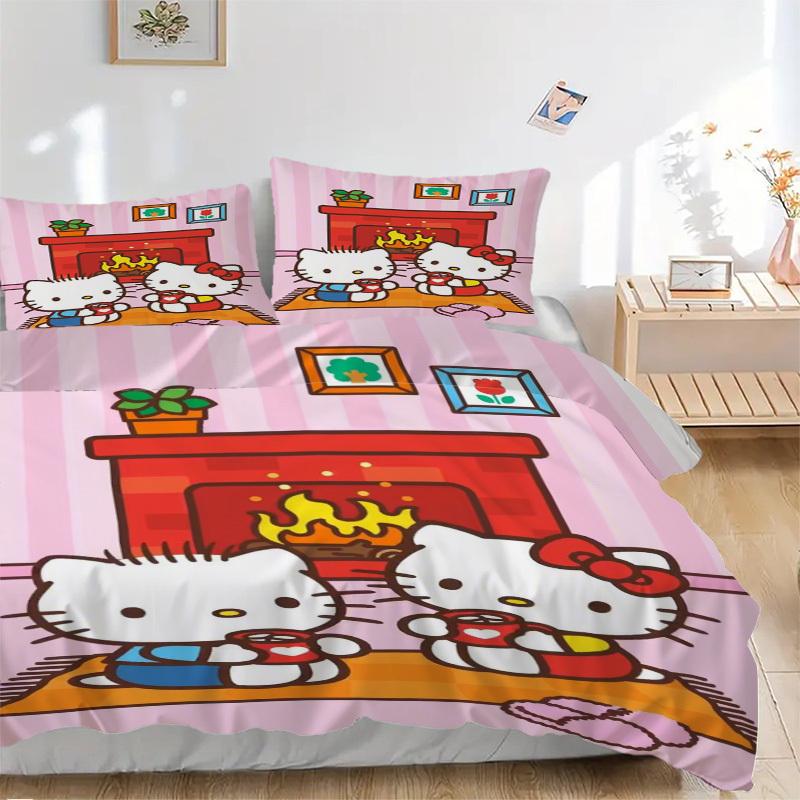 

3pcs Hello Kitty Bedding Set. Soft and Comfortable with No Core Included (1x Duvet Cover + 2x Pillow Covers) yy251010211 135x200cm