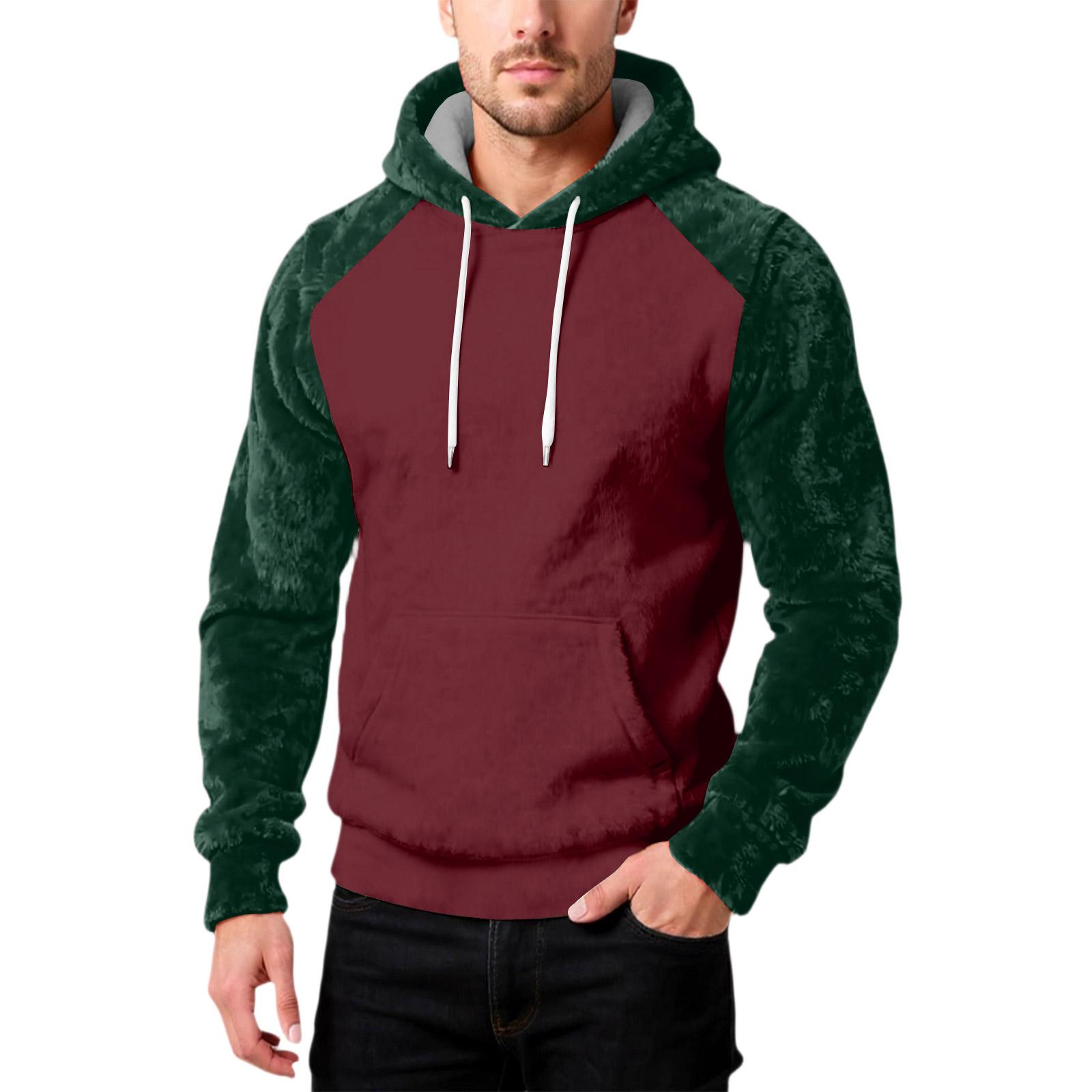 

Мужская Мода Досуг Капюшон Капюшон Плюшевый Длинный Рукав Толстовка XL