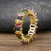 Nidin  Thin Baguette Rainbow CZ Ring For Women Girls Fashion Engagement Wedding Band Top Quality Charm Finger Jewelry
