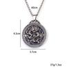 Hip Hop Chinese Dragon Embossed Round Pendant Necklace for Men and Women - Titanium Stainless Steel.