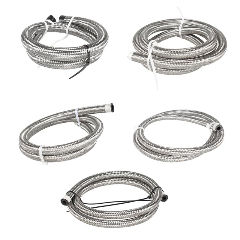 AN4 AN6 AN8 AN10 AN12 Fuel Line Hose,Nylon Braided Fuel Line Hose with Stainless Steel Mesh Reinforce Black