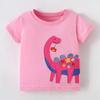 Girls' Short-Sleeved T-Shirt Summer Wear 2025 New Stylish Children's Dinosaur Base Shirt Versatile Top for Baby Girls Summer 8