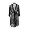 Sexy Mesh Lace Trim See-through Nightgown Robe - Women's Homewear