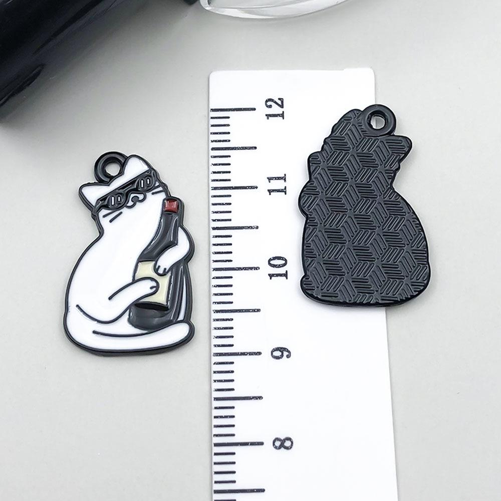 8pc Black Drip Oil Alloy Cat Pendant Charms for DIY Bracelet/Necklace Jewelry