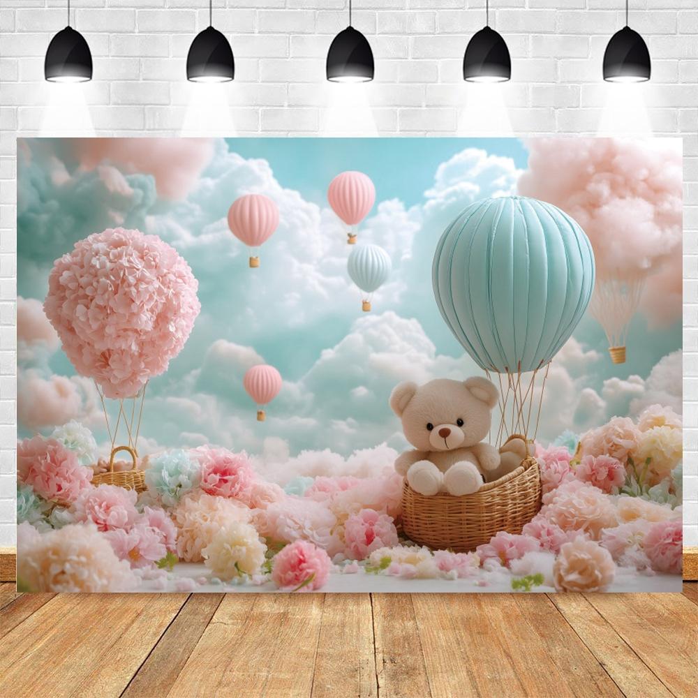 Teddybär Baby Geburtstagsparty Dekoration Fotohintergrund Babyparty Banner Kuchen-Zertrümmerung Foto Hintergrund Studio Requisiten