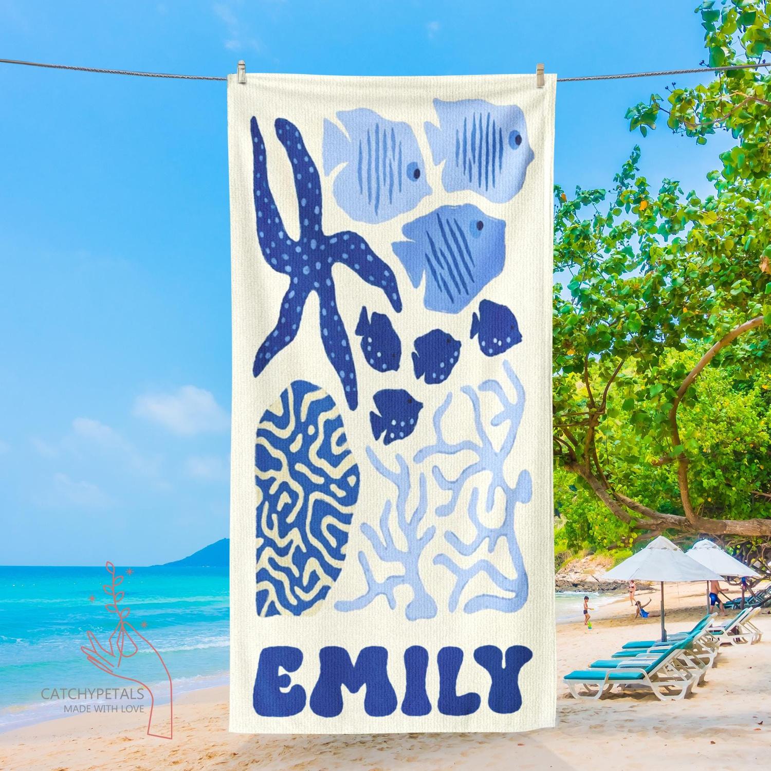 

Beach Towel, Sea Creature Print Quick-Dry Towel with for Beach, Pool, Summer Vacations and Coastal Themed Gifts W40*H60(CM)