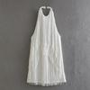 Summer Fashion Halter Neck Sleeveless Fringe Dress Women's Elegant Bodycon Mini Dress