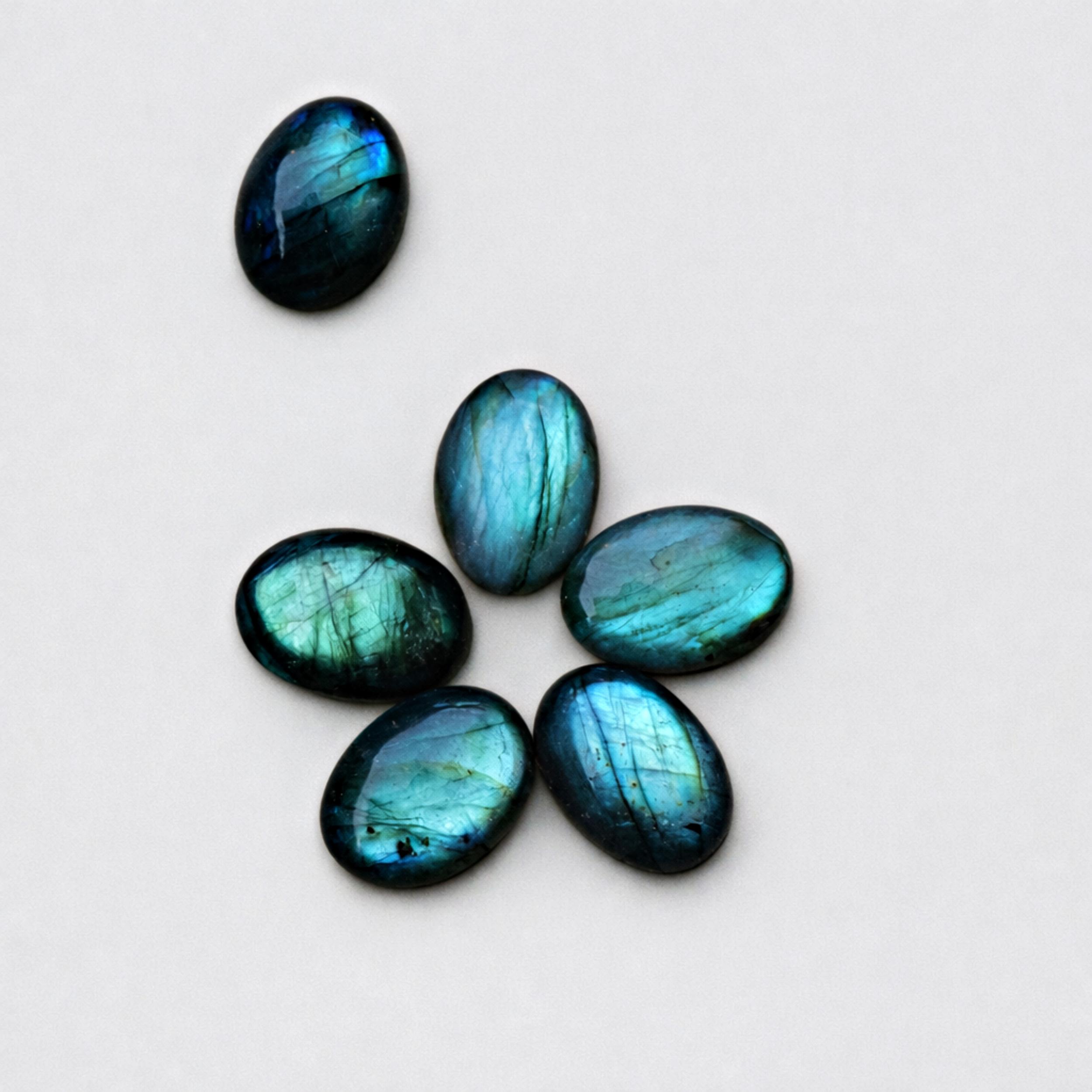 Labradorite Oval Cabochons, Blue Flash Labradorite Gemstones, Polished Labradorite Cabs, Jewelry Making Supplies 5x7mm синий