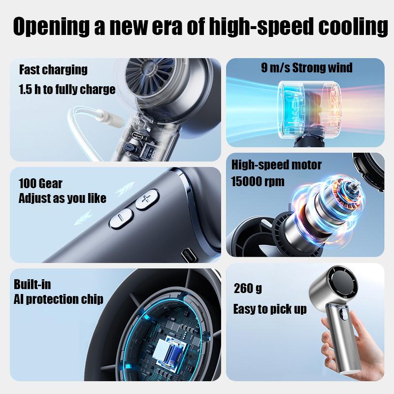 Handheld Mini Portable Air Cooling Hanging 120 Speed USB Rechargeable Fan for Outdoor Travel