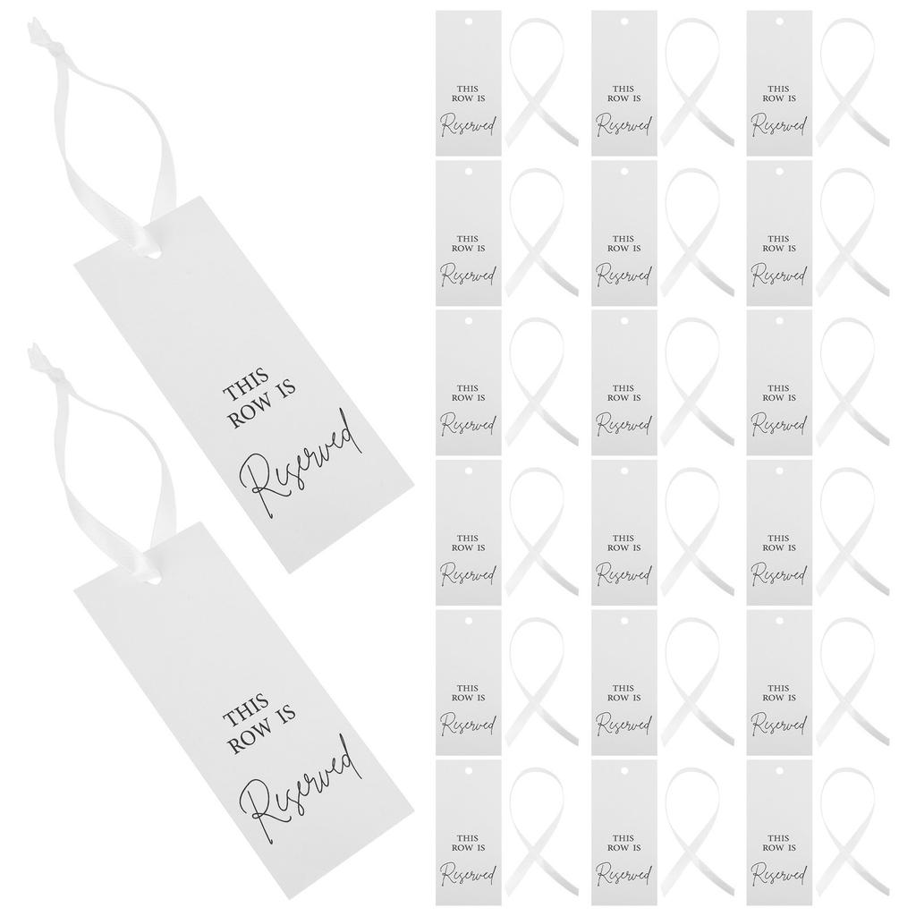 24Sets Chair Reserved Signs Vintage Look Ribbon Attached Seat Tags for Ceremony Reception Event Pew Hanging Decorations