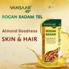 Vansaar 45+ Rogan Badam Oil 50ml Cold Pressed Sweet Almond Oil For Skin Brightening & Hair Shine Nourishment With Natural Californian Almonds