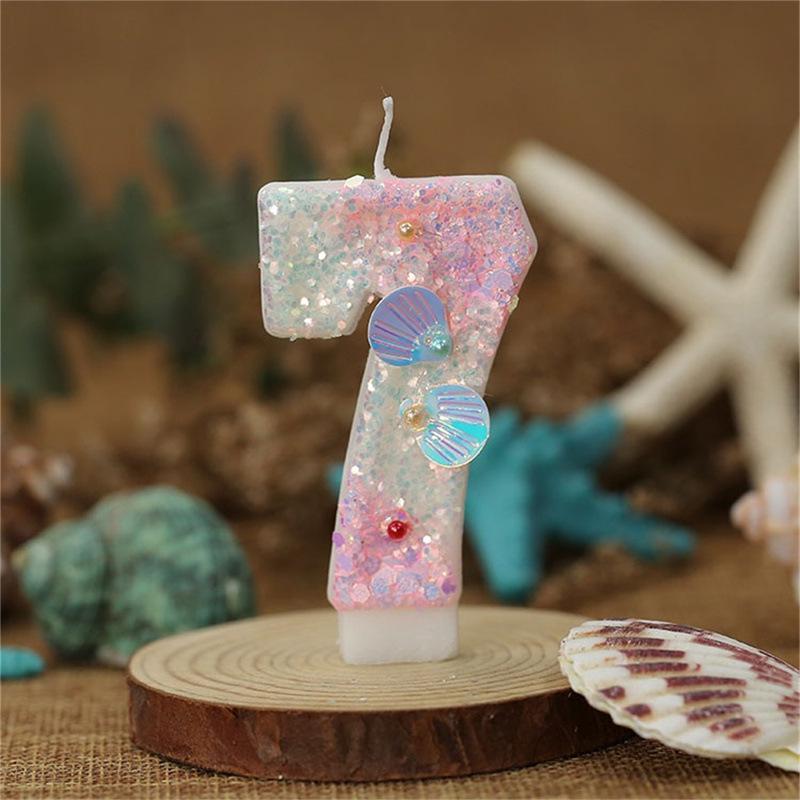 Gradient Pink Seashell Number Candles with Pearlescent Texture for Baby Girl s First Birthday Celebration