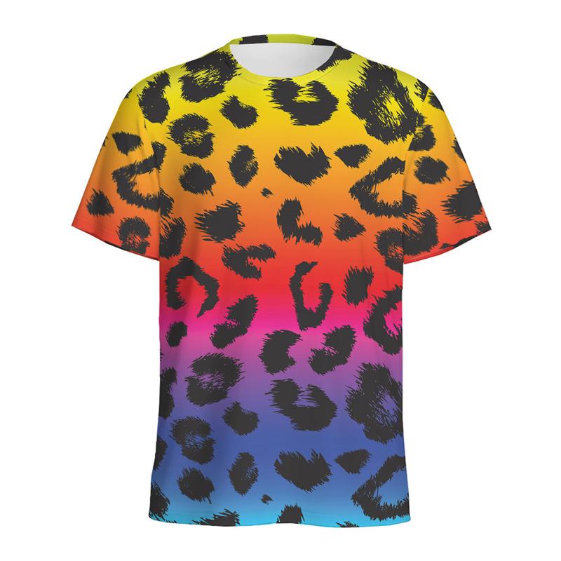 Kolorowe Koszulki z Nadrukiem Pantery 3D Letnie Okrągły Dekolt Krótki Rękaw Codzienne Uliczne Harajuku Luźne Koszulki Unisex Męskie i Damskie