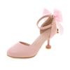 Children Girls High heel Shoe For Kids Princess Sandals Fashion Pearl Bow Stiletto Heel Female High heels For Party Wedding28-40