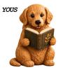 Resin Puppy Figurine Reading Dog Figurine, Cute Book Loving Sculpture for Bookshelf Nook Desk, Gift and Lovers
