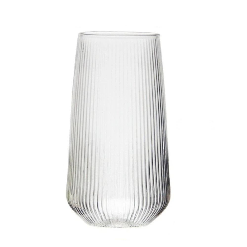 Clear Ribbed Glass Cups Heat-Resistant Milk Cup Tea Mug Coffee Glass Office