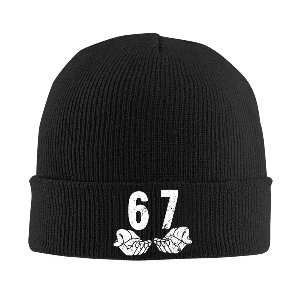 67 Meme Hand Funny Gen Alpha Slang Humor Knitted Hat Vintage Caps Unisex Adult Outdoor Beanie Hats Autumn Elastic Bonnet Hats
