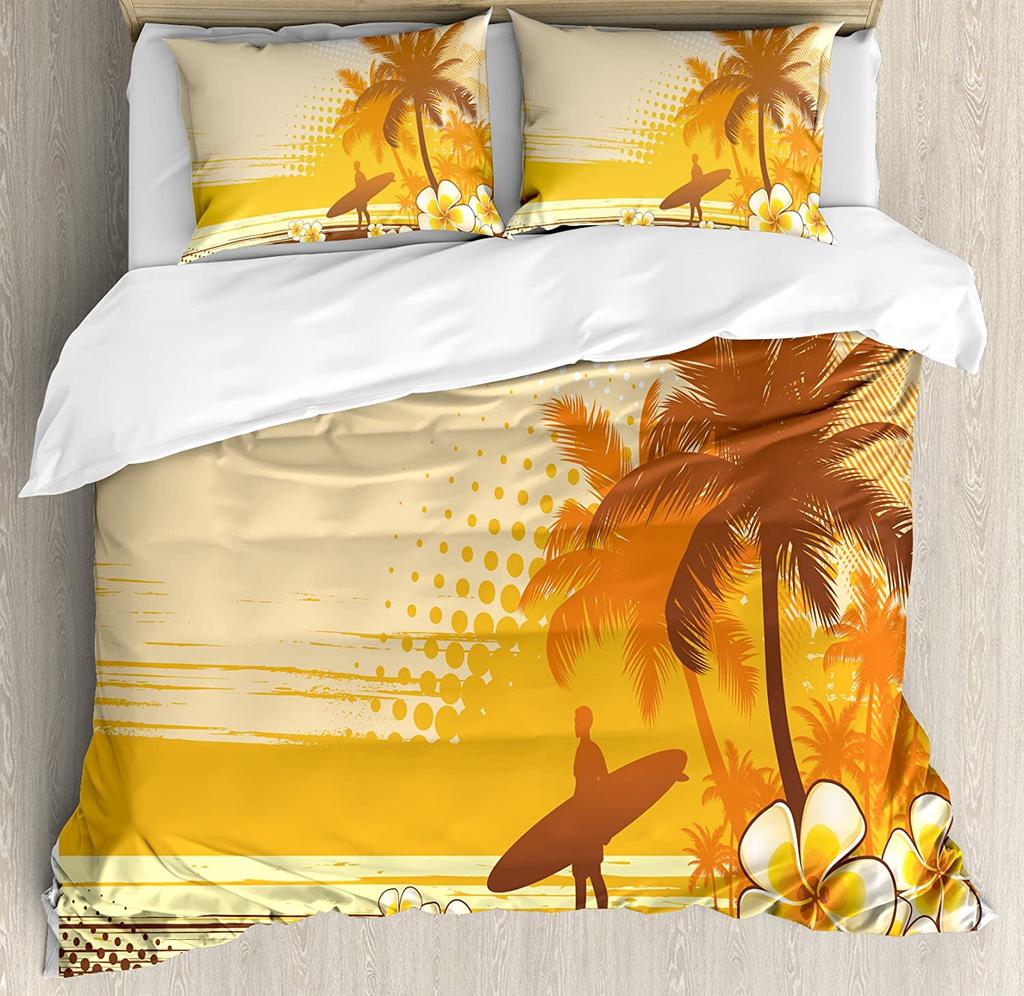 Surf Bedding Set For Bedroom Bed Home Hippie Classic Old Bus with Surfboard Freedom Holida Duvet Cover Quilt Cover Pillowcase