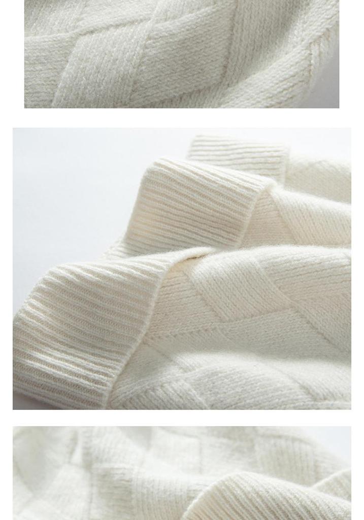 Girls' Artistic Retro Cashmere Diamond Pattern Knit Hat - Solid Color and Warm for Autumn/Winter