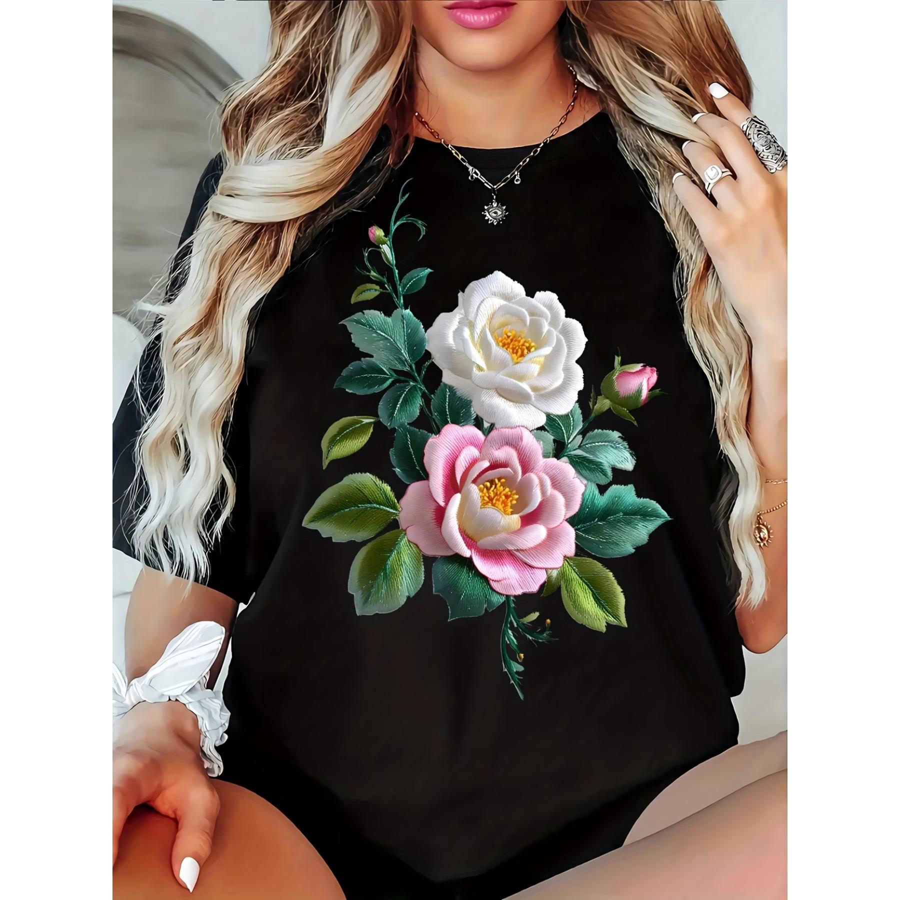 

Women s Short Sleeve Crew Neck T-Shirt - Casual Summer Blouse, Machine Washable Spring Summer Casual Attire, Versatile Short Sleeve Top XXL чорний