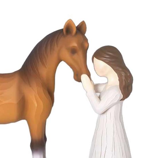 Girl And Horse Figurine Resin Hand-Painted Horse Sculpture for Horse Lovers Women Keepsake Gift for Birthday Christmas Thanksgiving