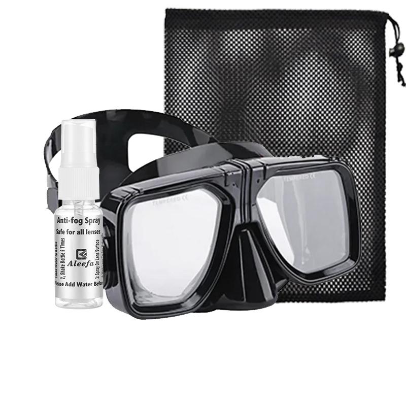 Scuba Diving Mask Black Underwater Dive Freediving Goggles Tempered Glasses with Adjustable Strap Antifog