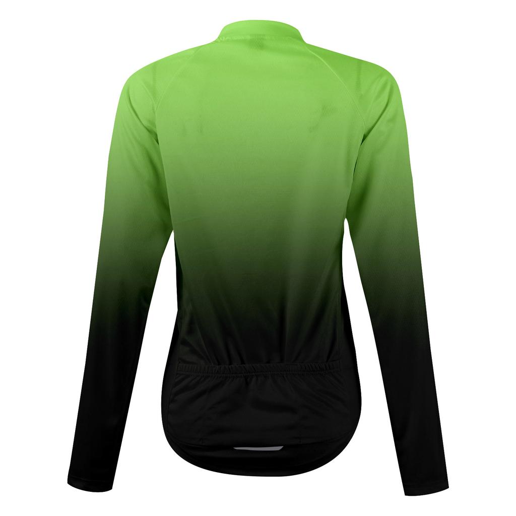 Women's Gradient Cycling Suit Long Sleeved Cycling Top With 3 Back Pockets, Breathable, Quick Drying, Moisture Wicking And Reflective S
