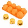 Halloween Pumpkin Silicone Mold, 8-Cavity Orange Baking Form for Cakes, Jelly, Chocolate and DIY Treats
