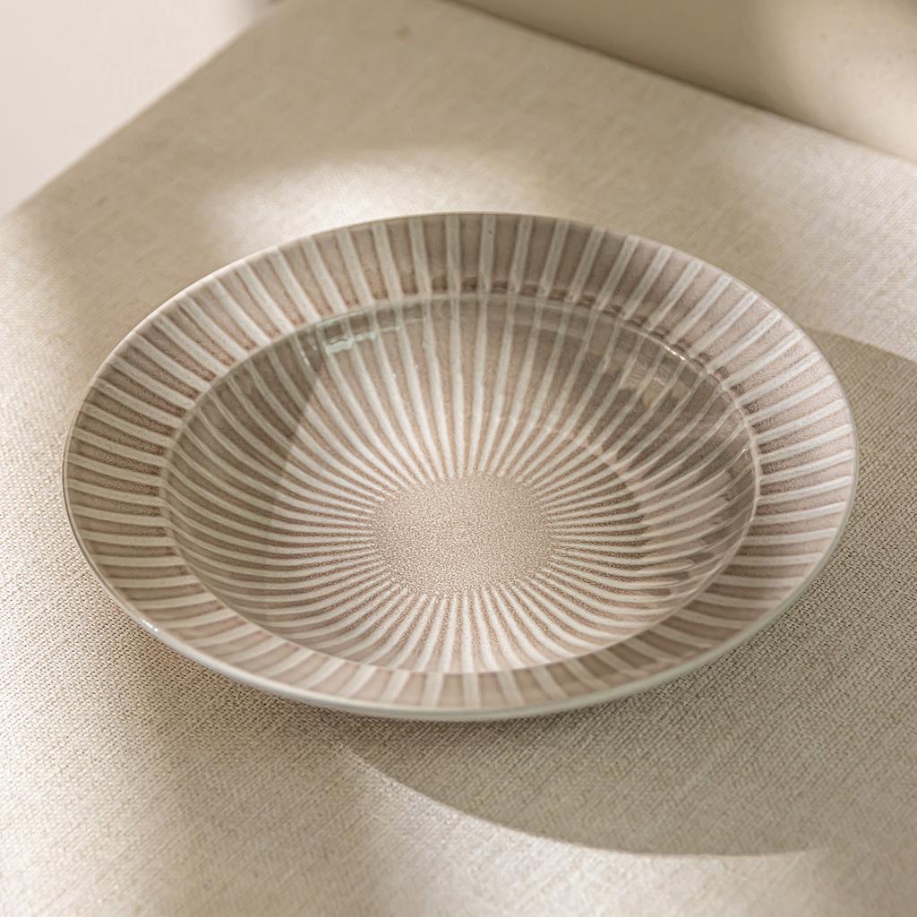 Retro Texture Straw Hat Plate, Wabi-**** Wind Ceramic Plate, Creative Cooking Plate, Household Soup Plate, Salad Plate, Tableware