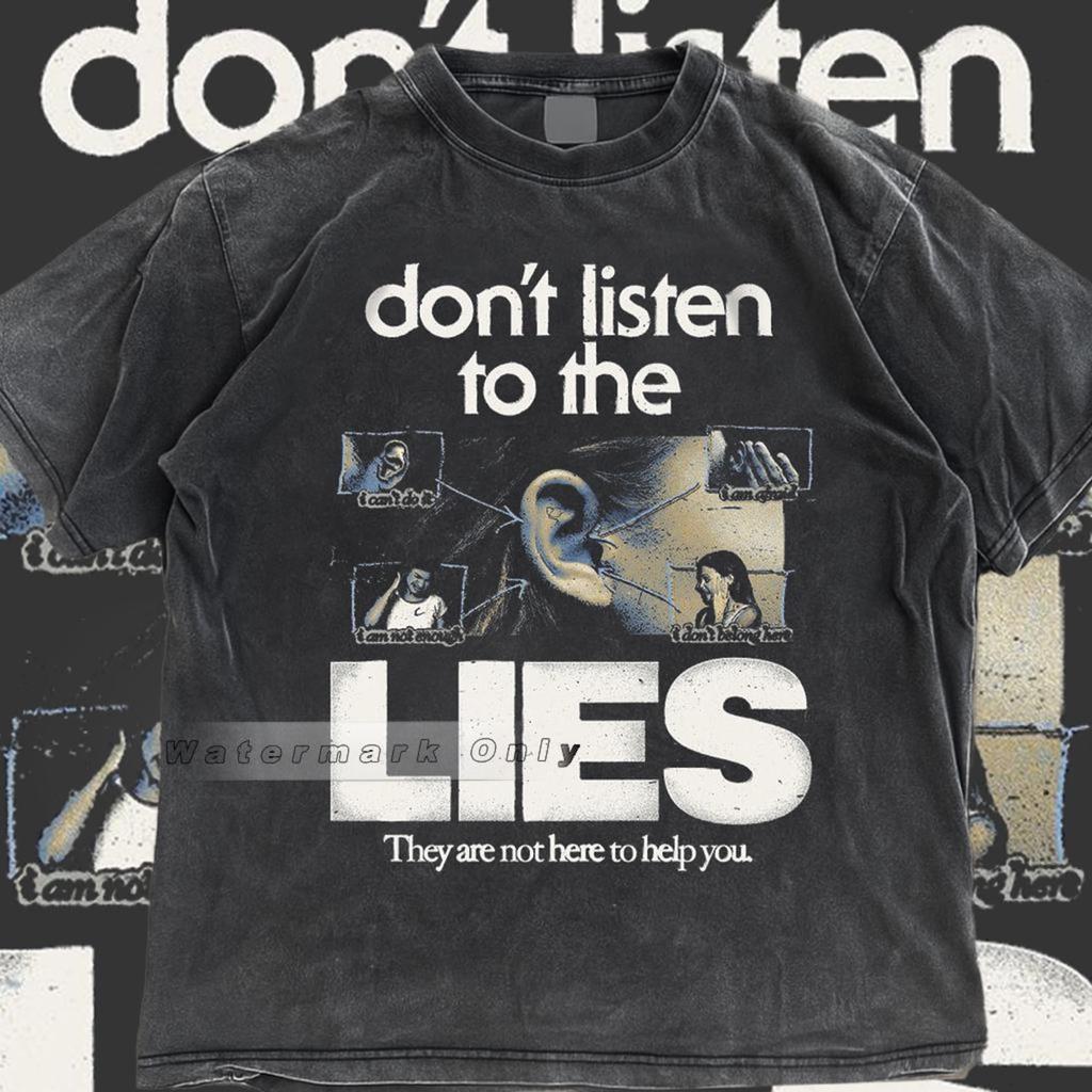 Oversized Don't Listen To The Lies Graphic Tee – Retro 90s Style T-Shirt