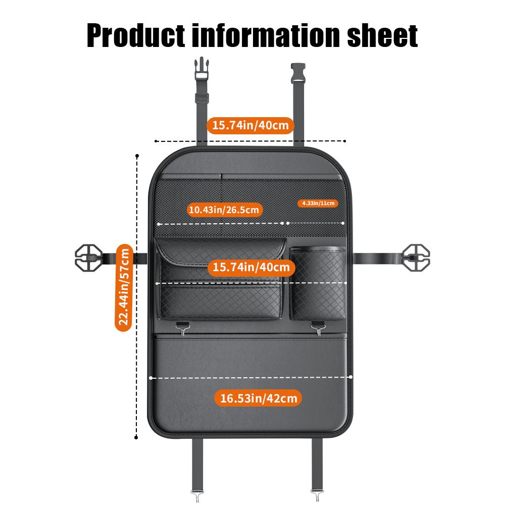 

Car Organer AllinOne Car Seat Back Storage Bag Upgrade 5-Pocket Car Organizer with Folding Table Tissue Anti Kick Pad Cup Holder
