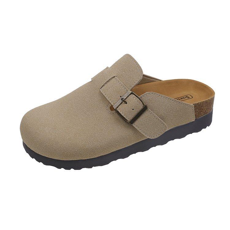 thick-soled fishing shoes, half-towed autumn models, one pedal, soft-soled non-slip retro women's shoes, bag head towing, trendy outside